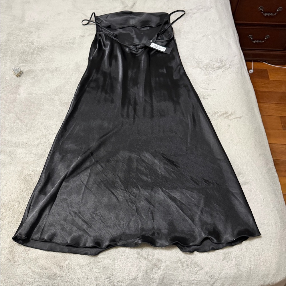 bebe Black Satin Cowl Neck Midi Dress nwt - Picture 10 of 11